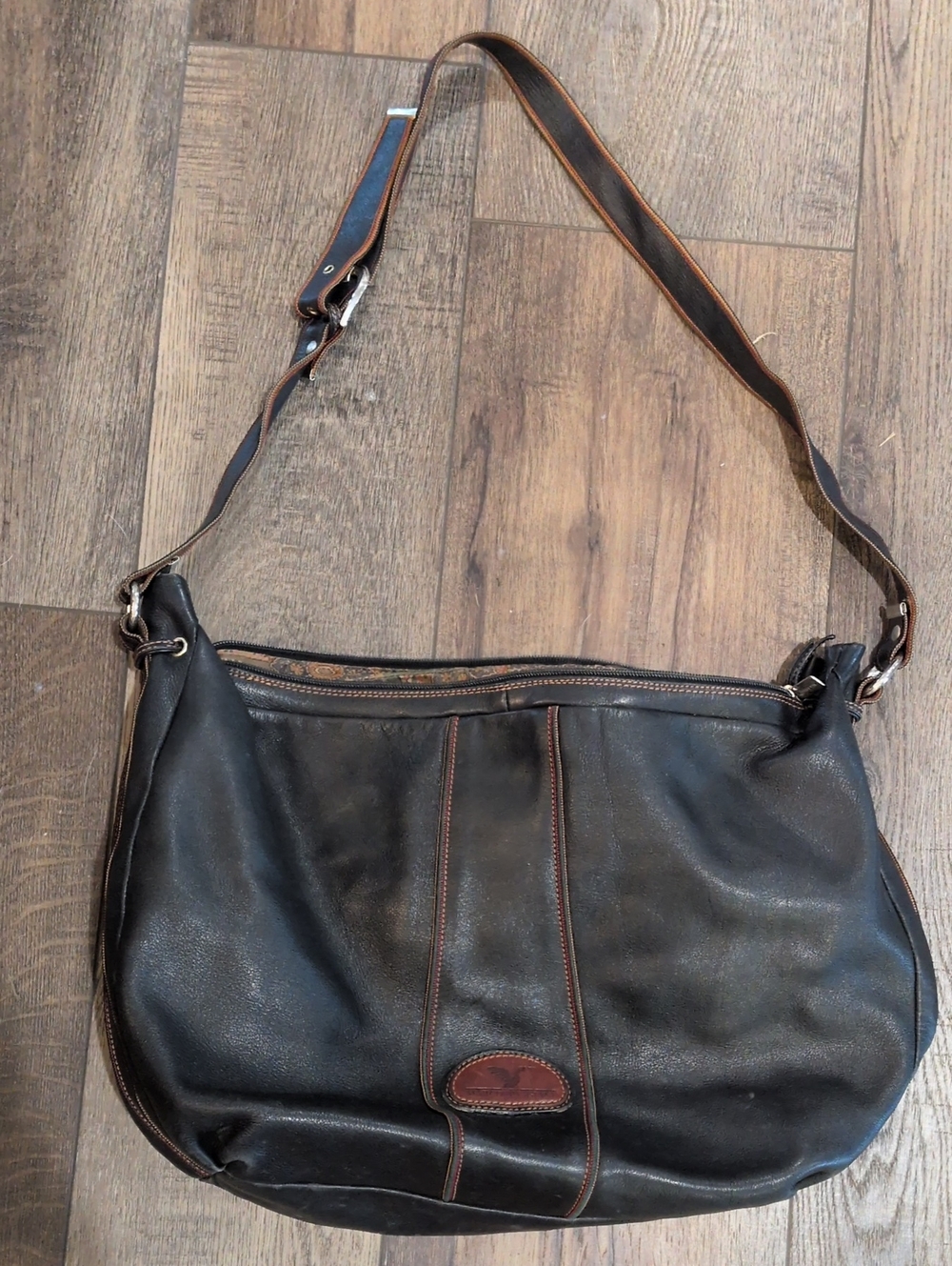 Classic Black Leather Shoulder Bag - Adjustable Strap
